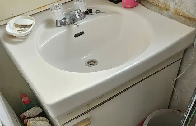 彦根市高宮町の洗面の流れが悪い詰まり施工事例写真