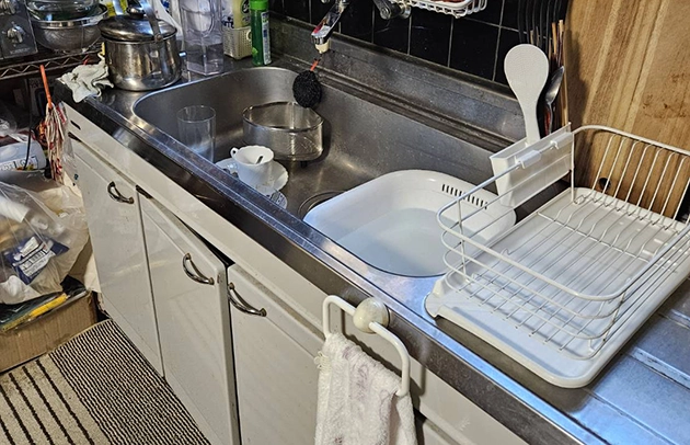 甲賀市土山町のキッチン配管奥の詰まり施工事例写真