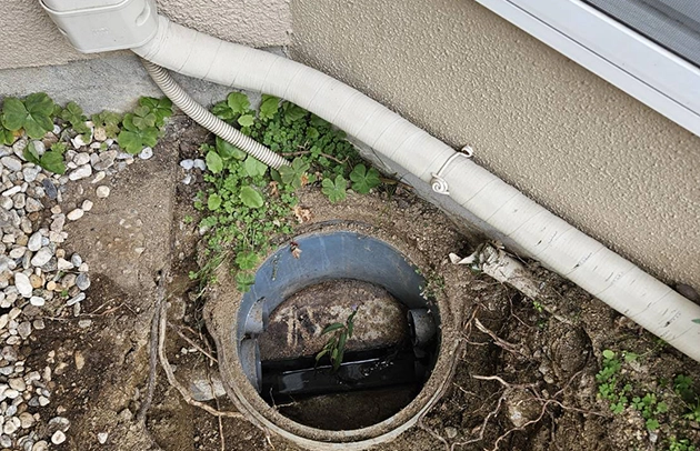 草津市野路の沈下した汚水桝交換で排水不良を修理施工事例写真