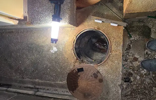 近江八幡市中村町の汚水桝あふれによる逆流トラブルの洗浄施工事例写真