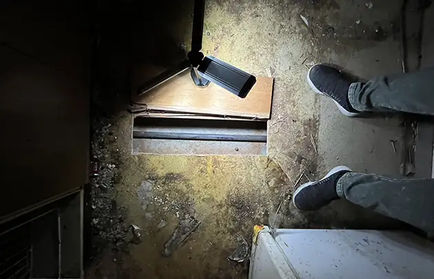 愛荘町長野の地面のにじみ出しから特定した漏水修理施工事例写真