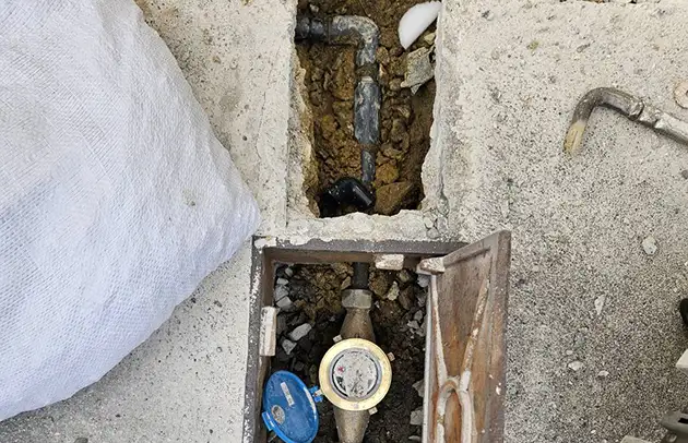 湖南市三雲の屋外埋設管の漏水特定とピンポイント修理施工事例写真