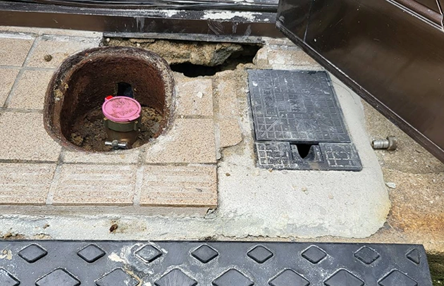 大津市石山の水道代増加と検針指摘による漏水調査施工事例写真