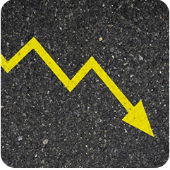 下降する矢印のイラスト