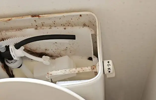 近江八幡市桜宮町の止水できないトイレタンク水漏れ施工事例写真