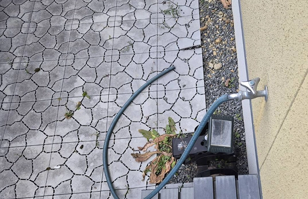 守山市の庭の水撒き蛇口水漏れ修理施工事例写真