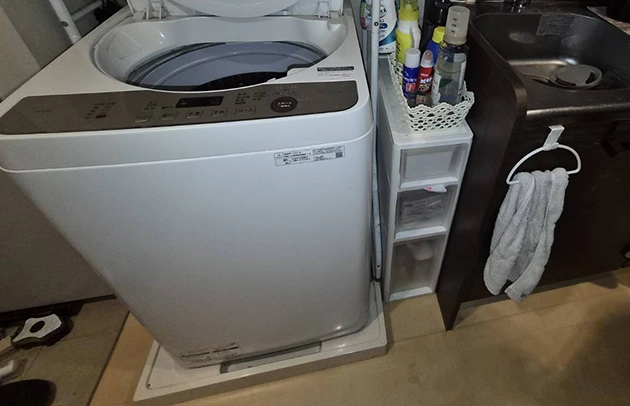 彦根市の洗濯機防水パン水漏れ修理施工事例写真